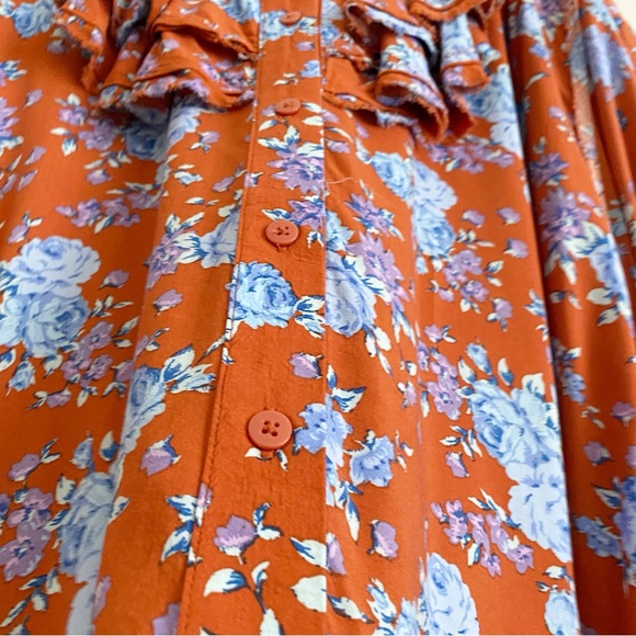 Free People Lorretta Printed oversized floral ruffles Tunic Size Medium - Picture 3 of 12
